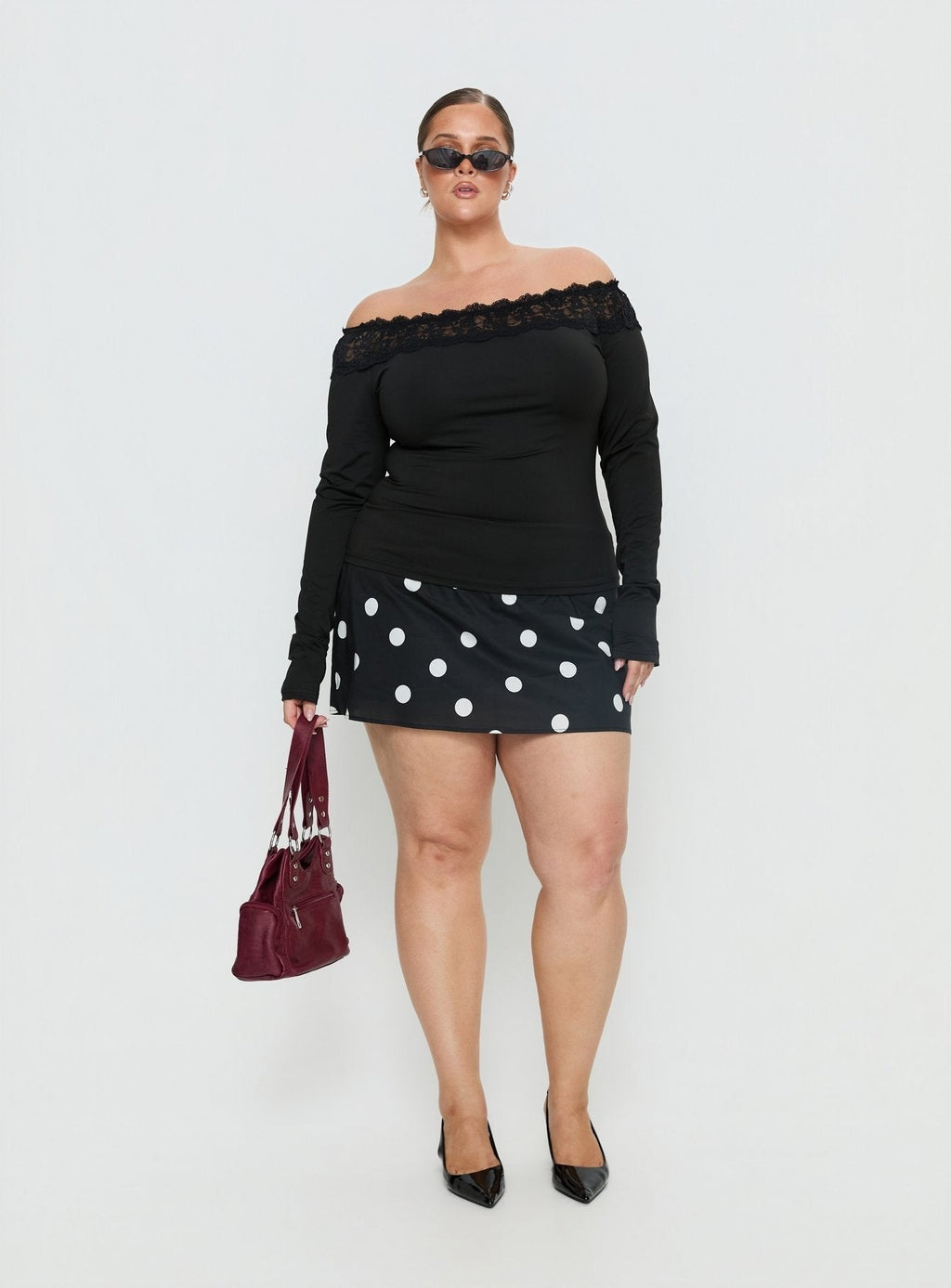 Special Treat Skort Black / White Polka Dot Curve