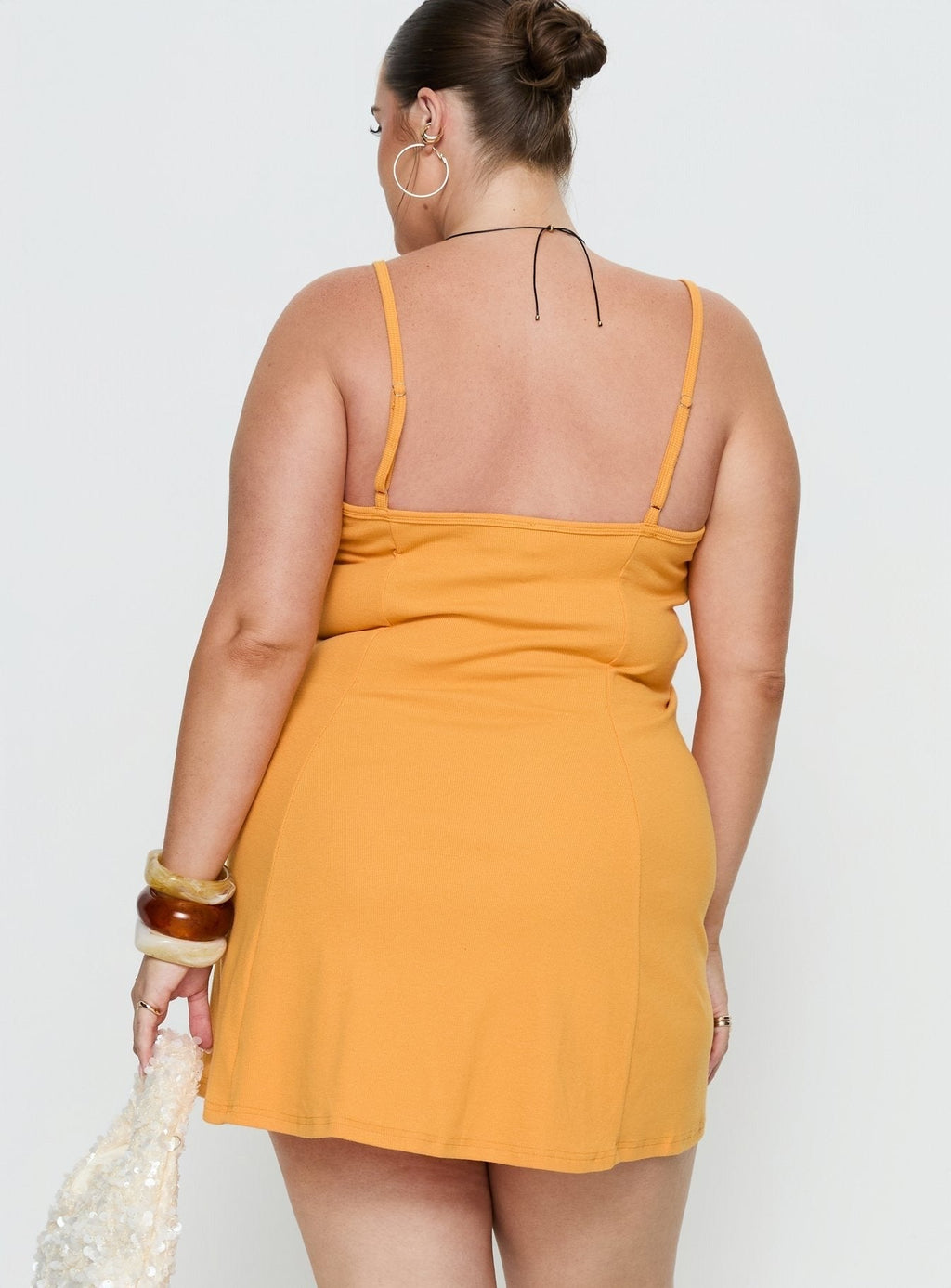 Admiration Bead Detail Mini Dress Orange Curve