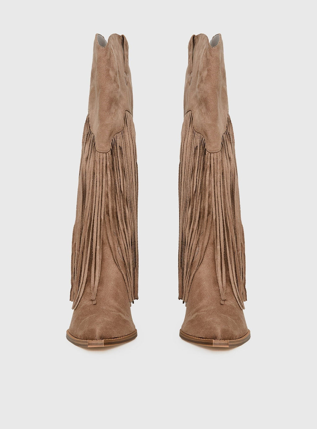 Like An Angel Faux Suede Tassel Knee High Boots Tan