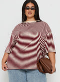 Kieryn Oversized Top Red Stripe Curve