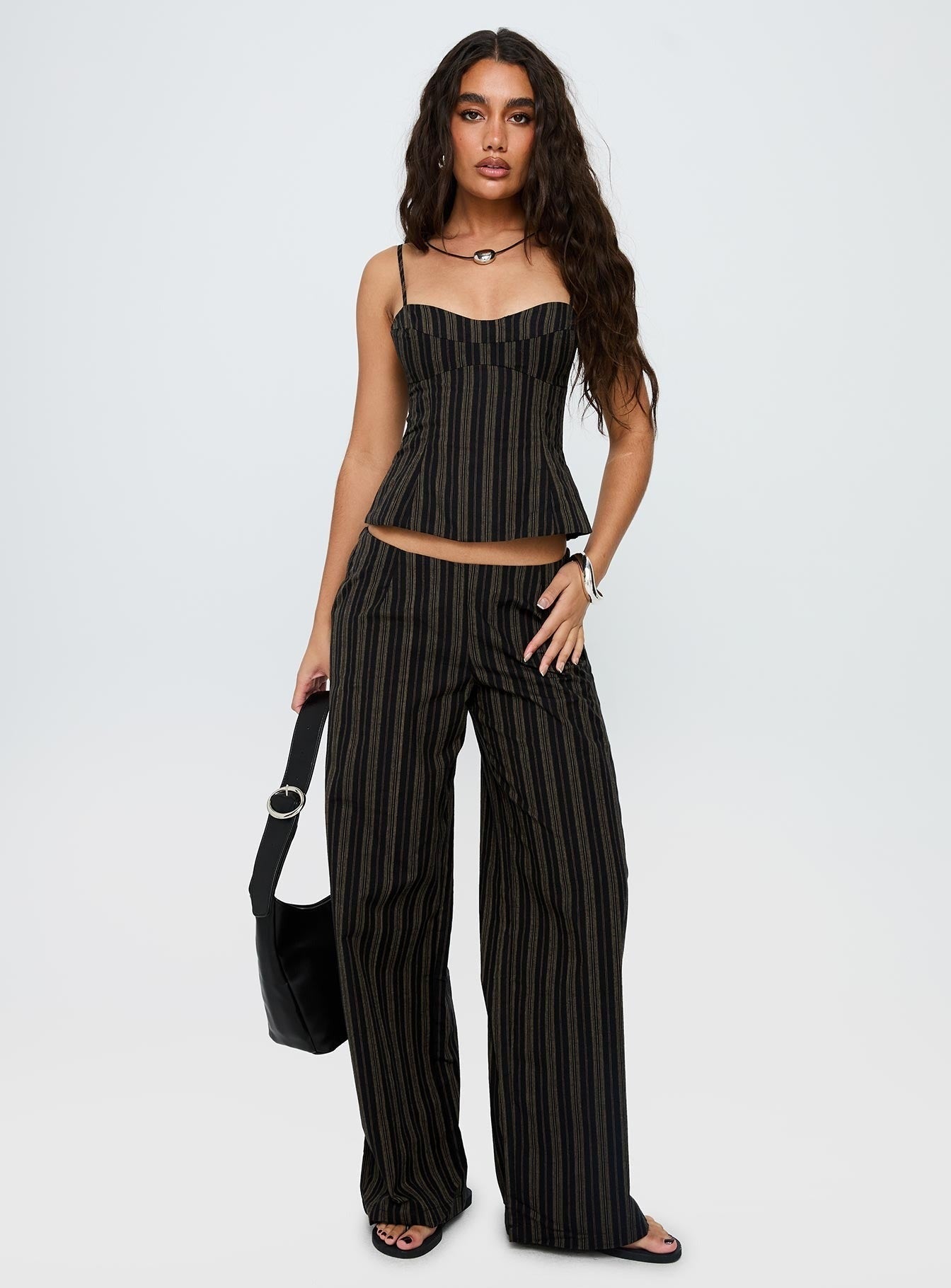 Kierstyn Corset Set Black Stripe Petite
