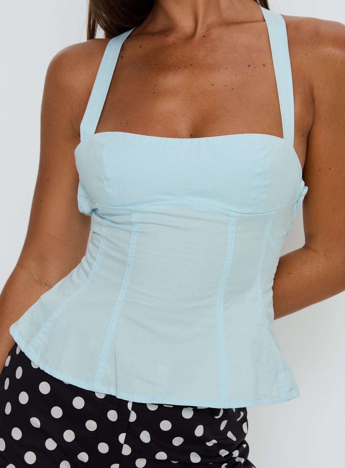 Sandrelle Tie Back Top Blue