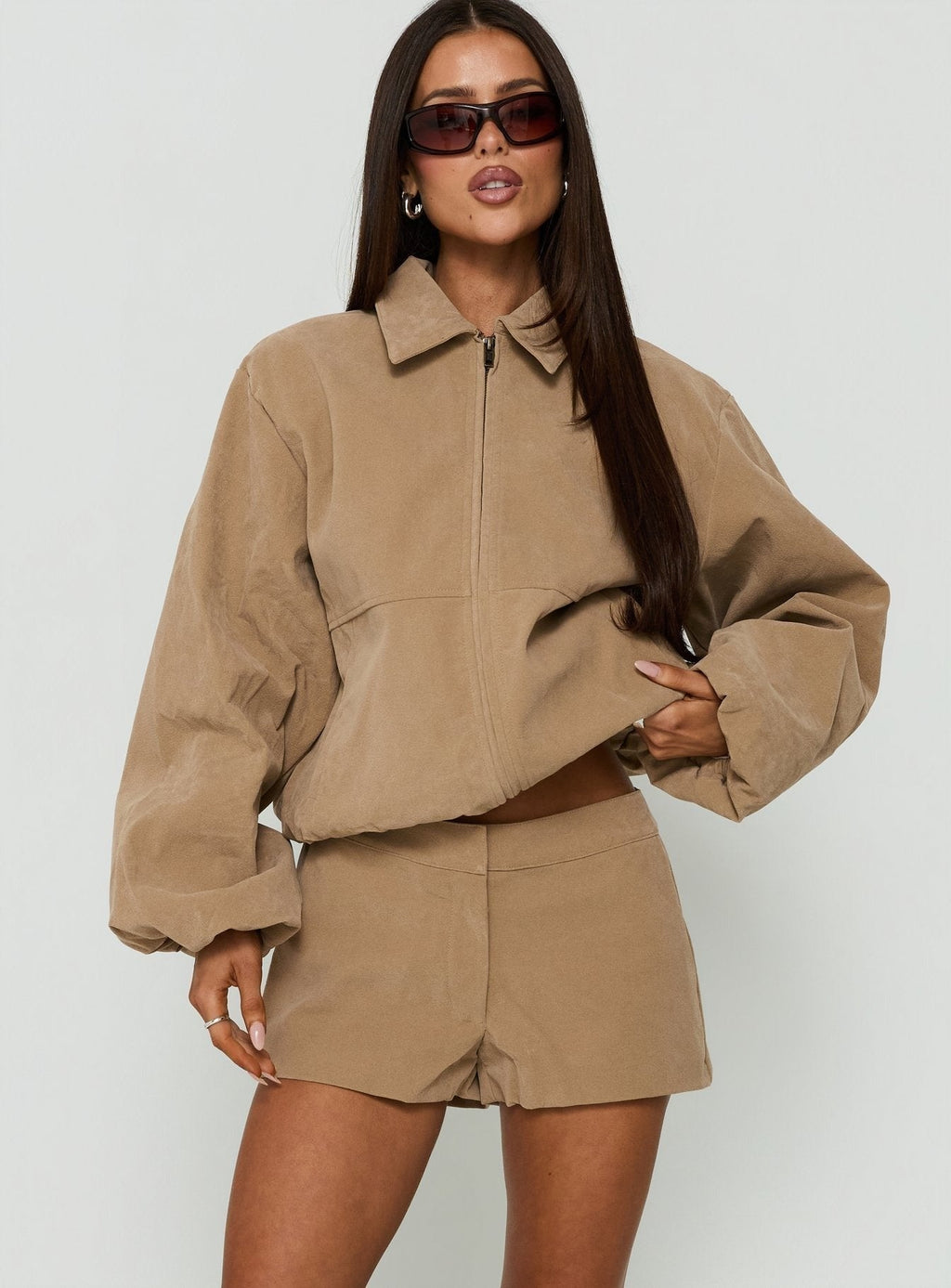 Esmeya Faux Suede Shorts Beige