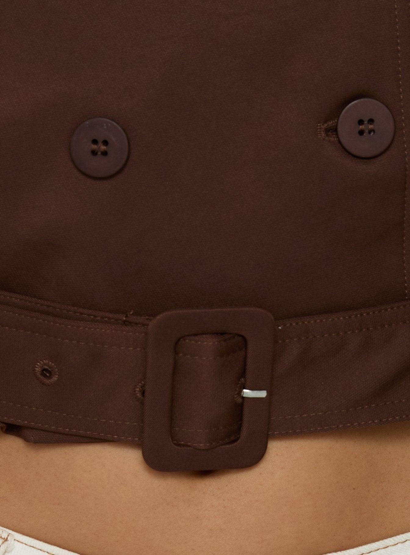 Blanc Cropped Trench Coat Chocolate