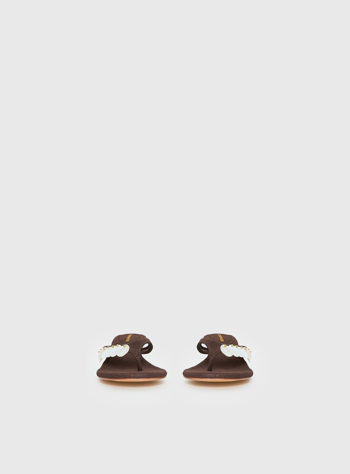 Ginnia Shell Detail Thong Heels Chocolate