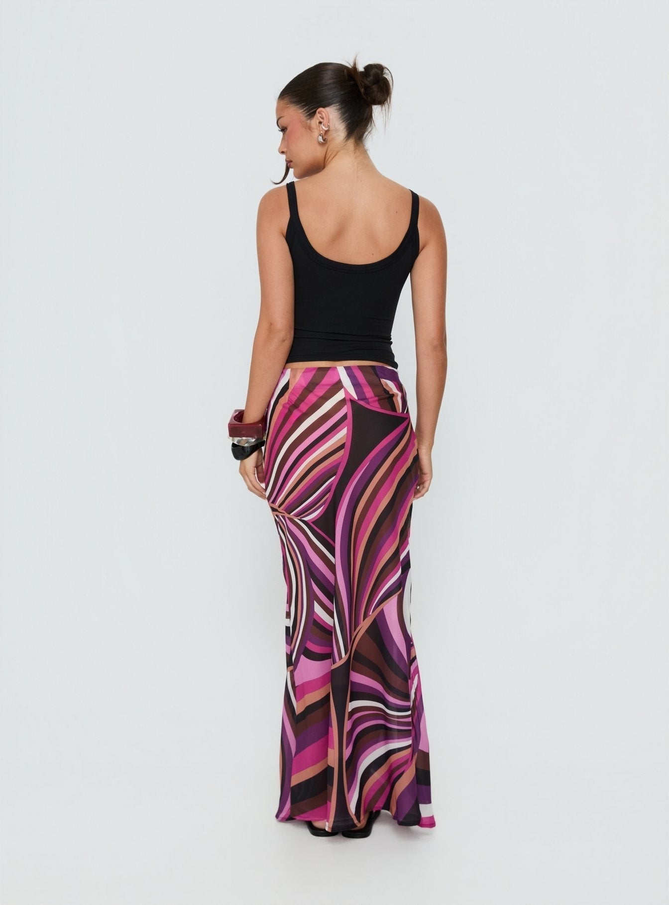 Lucidia Maxi Skirt Pink Retro