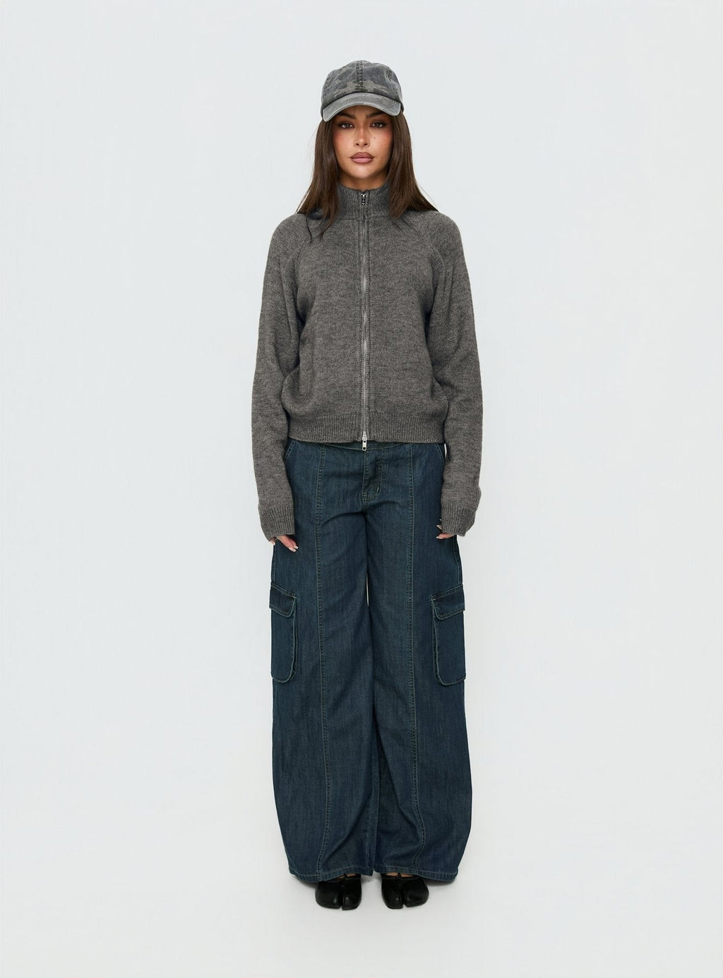 Kaylei Zip Through Cardigan Charcoal