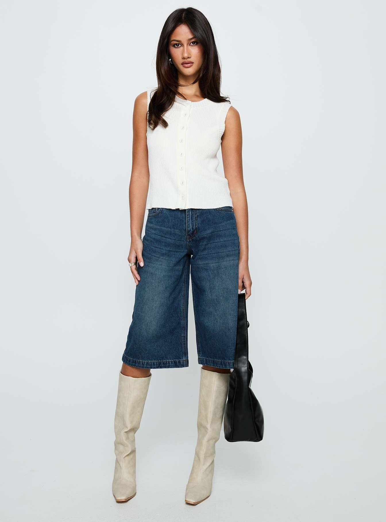 Ollison Longline Denim Shorts Blue