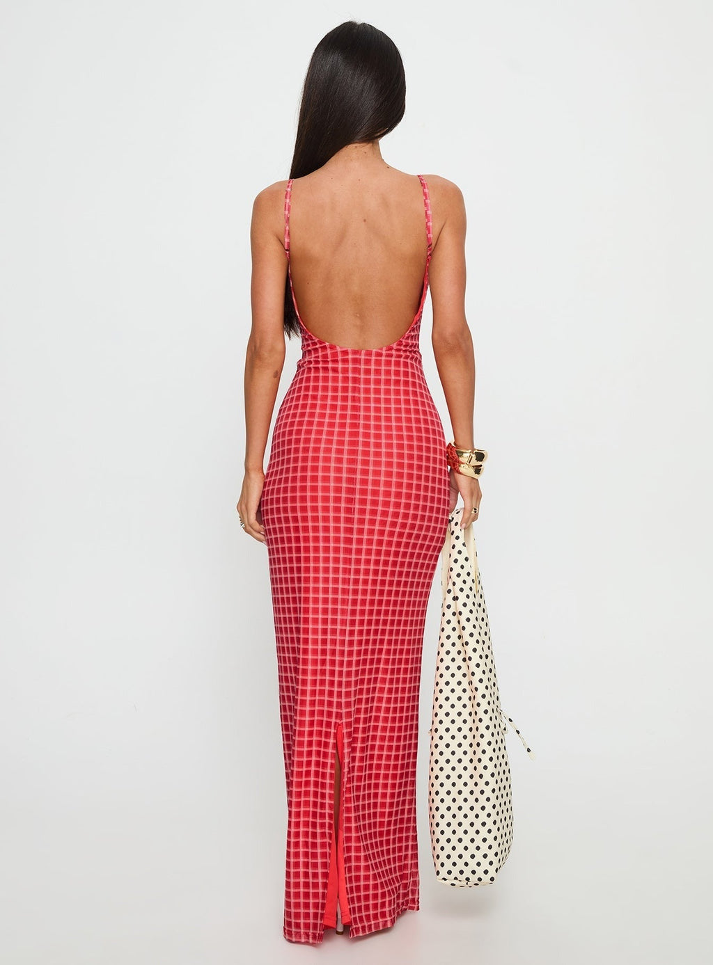 Izabella Maxi Dress Red Check