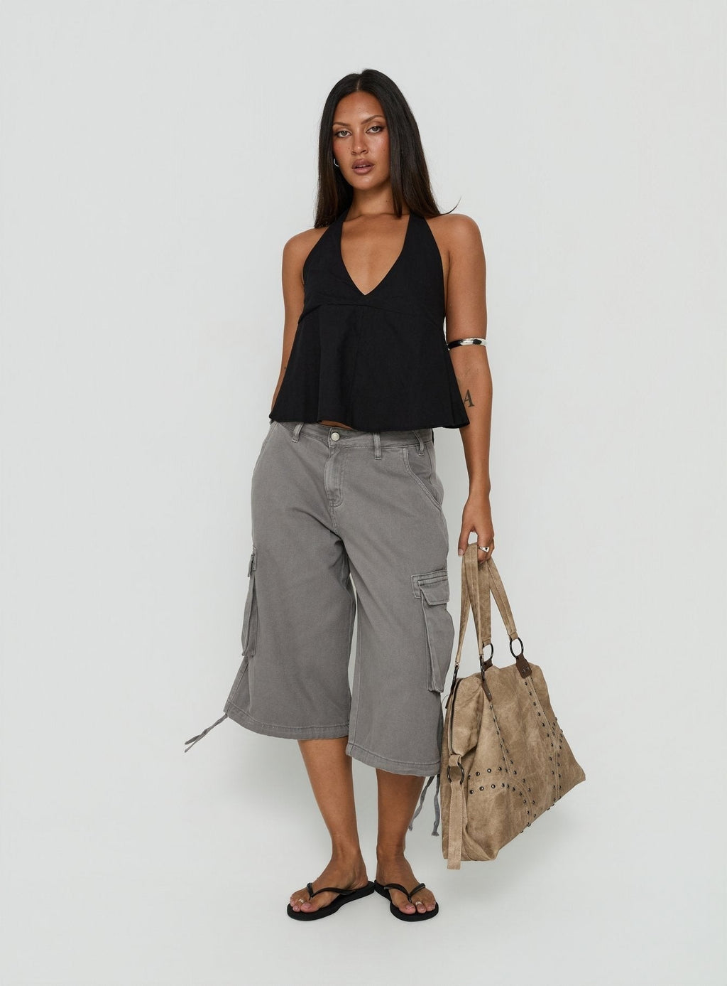 Hudsen Longline Cargo Shorts Charcoal