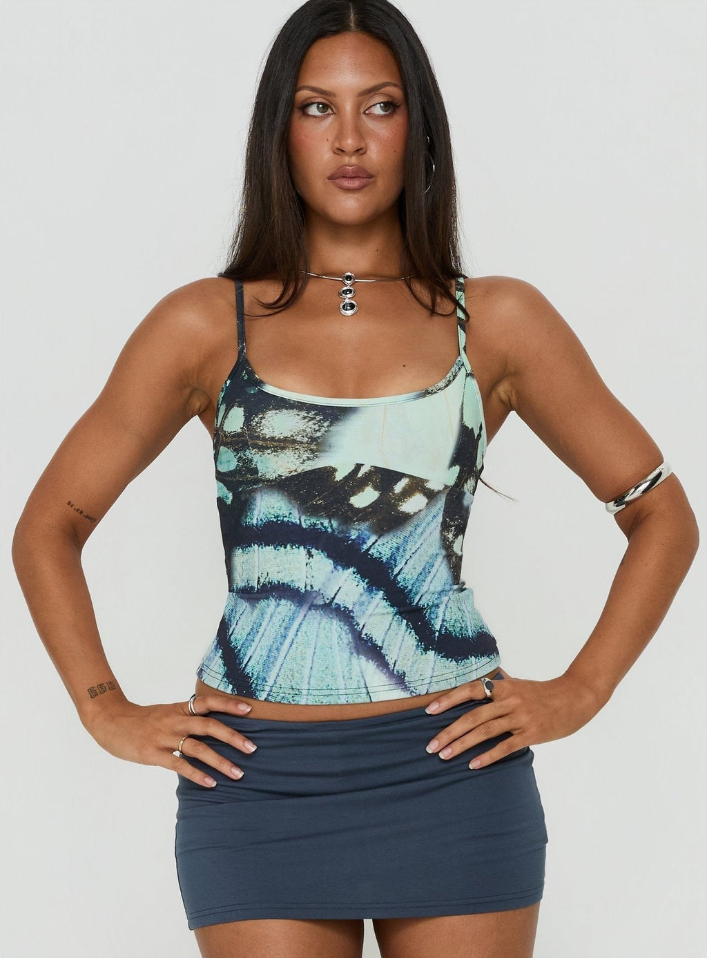 Full Focus Cami Top Blue Butterfly