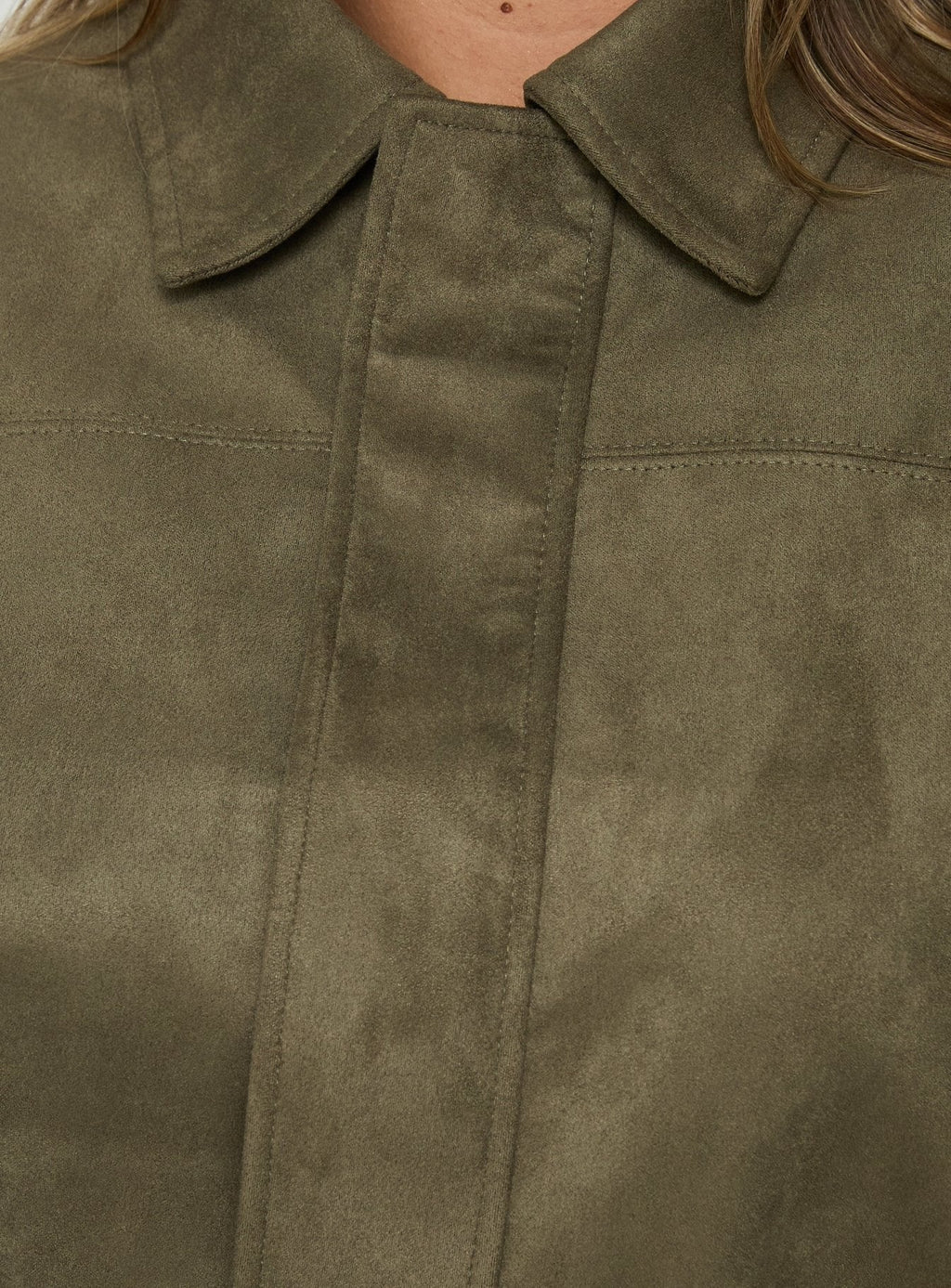 Enlightened Faux Suede Bomber Jacket Khaki Curve