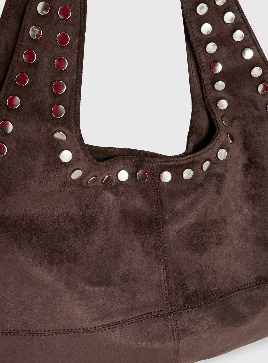 Tell The Truth Studded Faux Suede Bag Chocolate