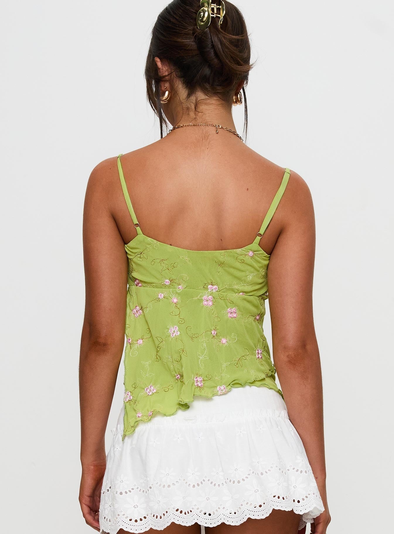 Paislie Mesh Top Sage Green