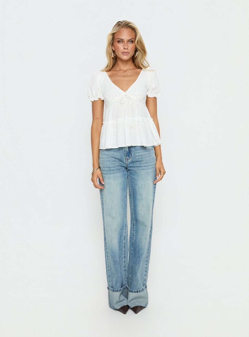 Kimberleigh Floaty Babydoll Top White