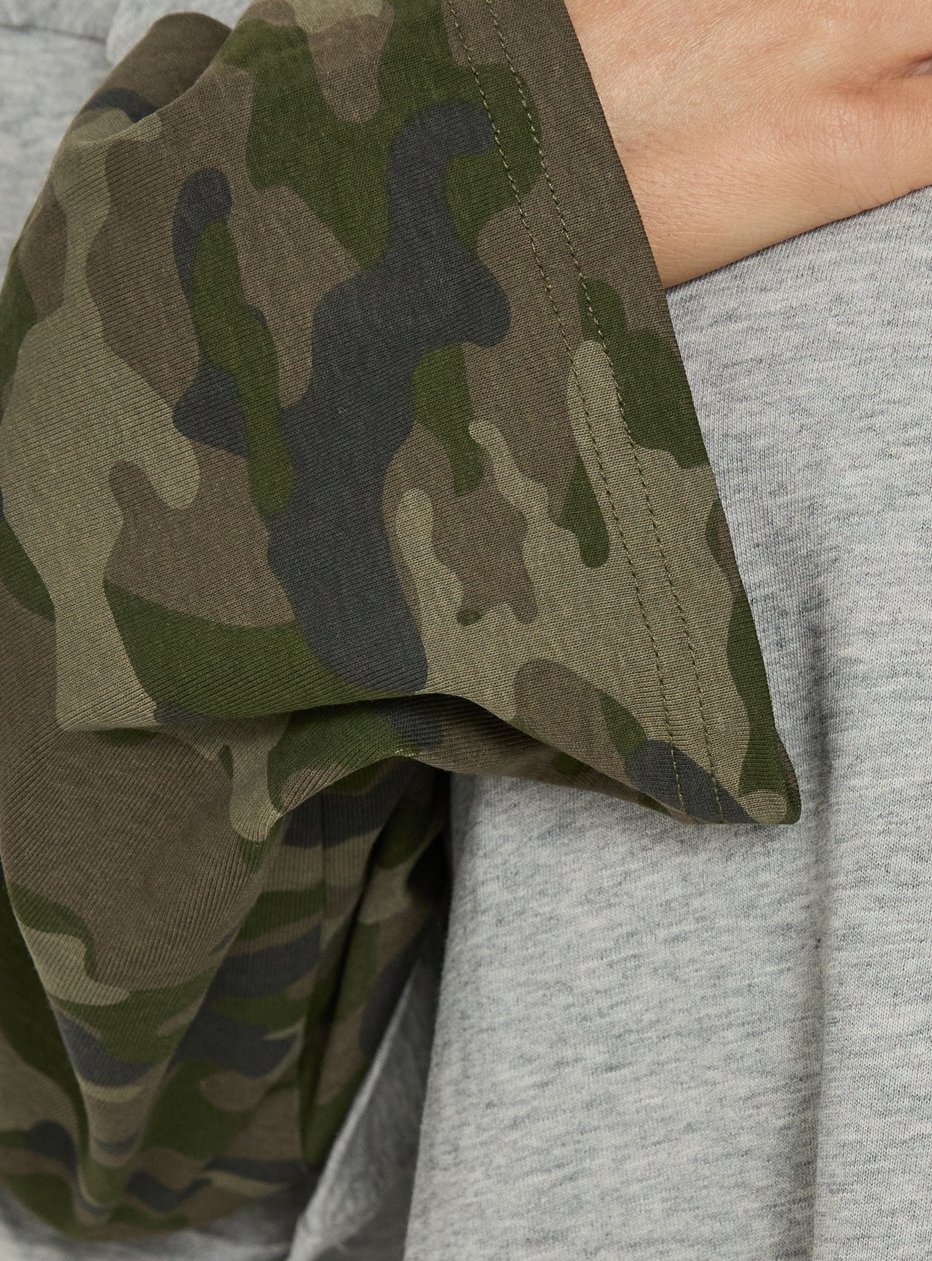 Ryann Long Sleeve Layered Top Grey / Camo