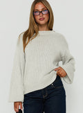Harmony Balloon Sleeve Knit Sweater Grey Marle