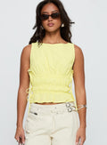 Lavande Ruched Tie Side Top Yellow