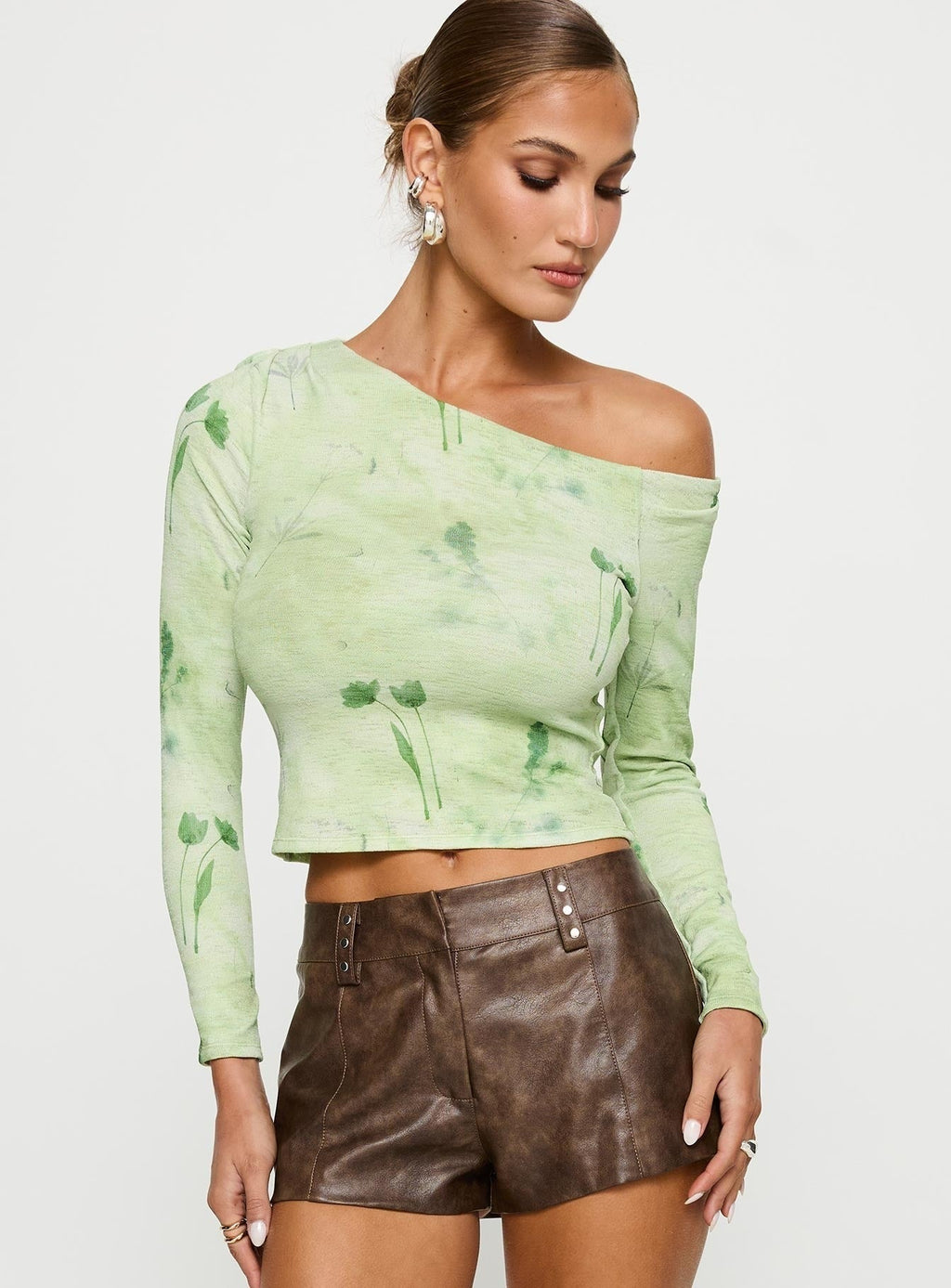 Malian Long Sleeve Top Green Floral