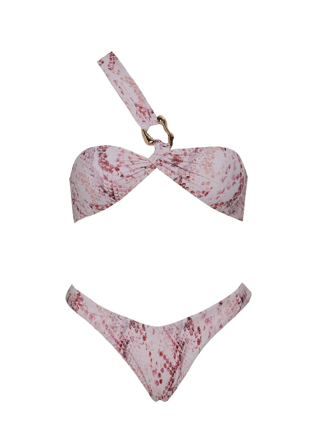 Taratina Hardware Bandeau Bikini Top Pink Snake