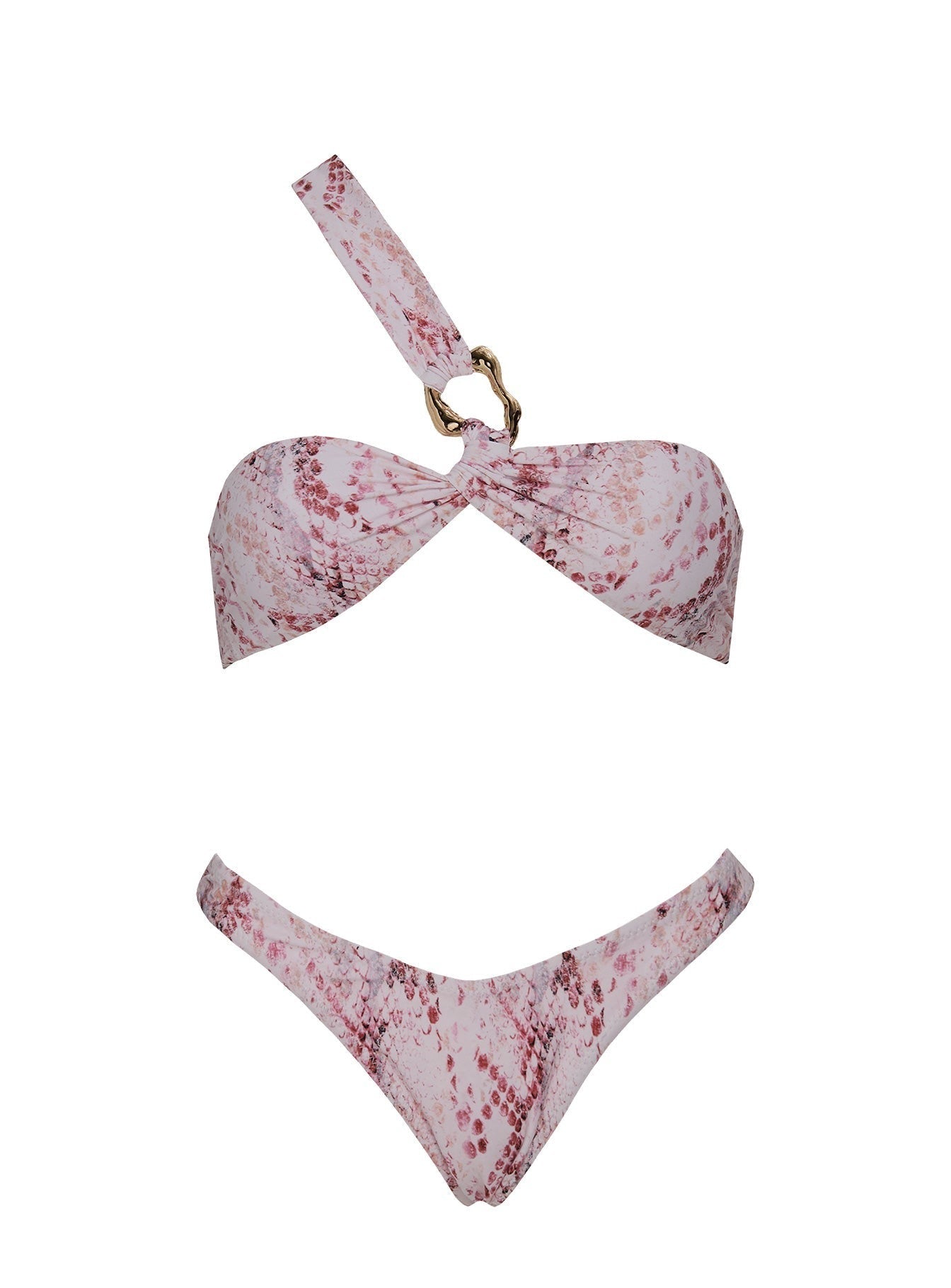 Taratina Hardware Bandeau Bikini Top Pink Snake