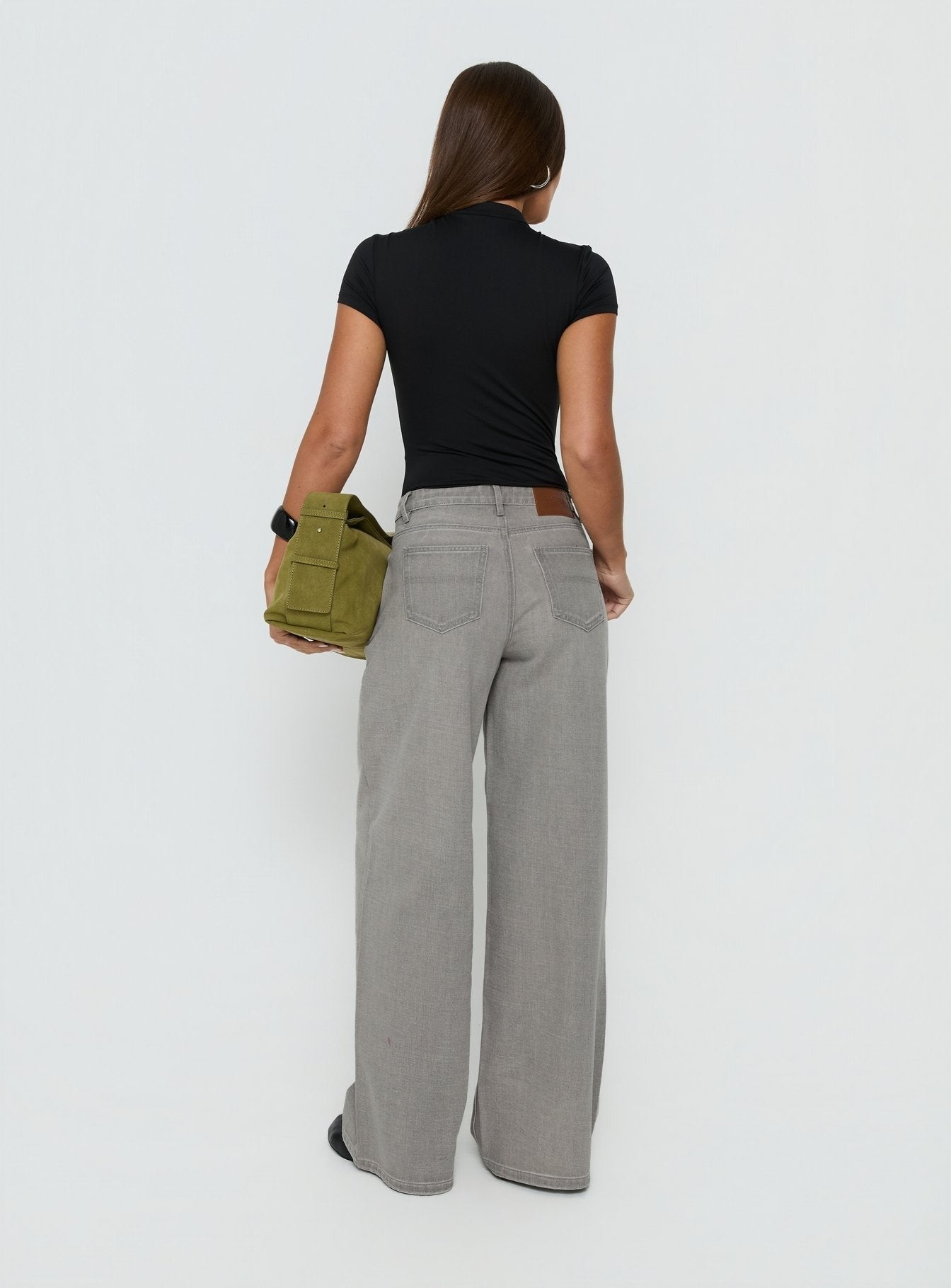 Naylor Mid Rise Wide Leg Jeans Light Grey Wash