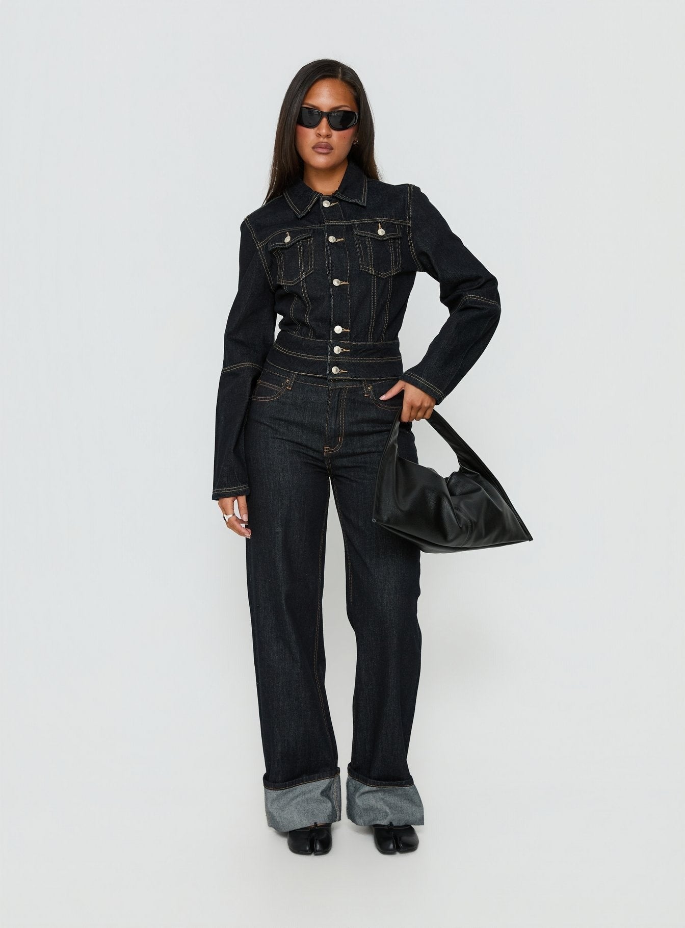 Remara Cinched Denim Jacket Dark Blue Wash