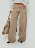 Unwritten Mid Rise Wide Leg Jeans Washed Brown