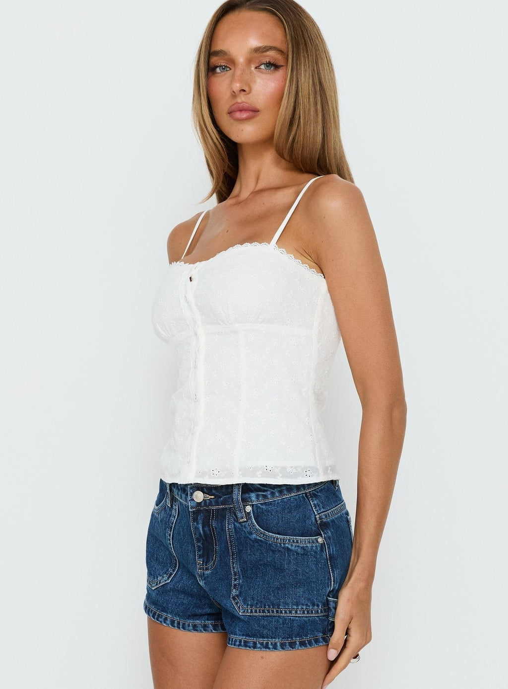 Valenne Embroidered Cami Top White
