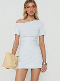 Avriana Off Shoulder T-Shirt Mini Dress Grey Marle