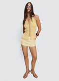 Ellice Backless Halter Top Lemon / White Polka