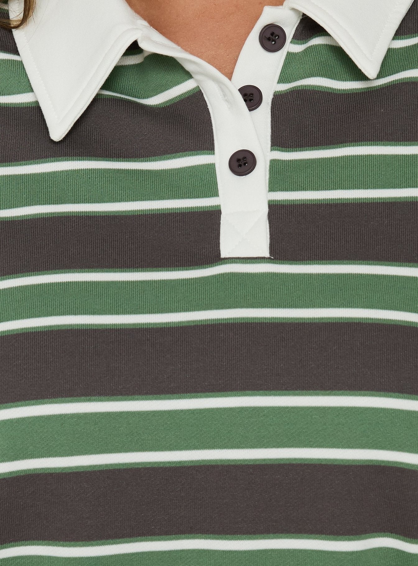 Tycen Polo Rugby Jumper Green / Grey Stripe Curve