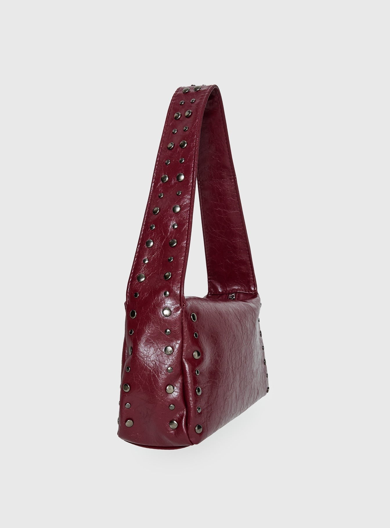 Kaiser Stud Detail Shoulder Bag Burgundy