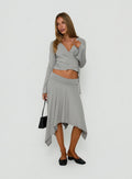 Talluleah Handkerchief Flowy Midi Skirt Grey