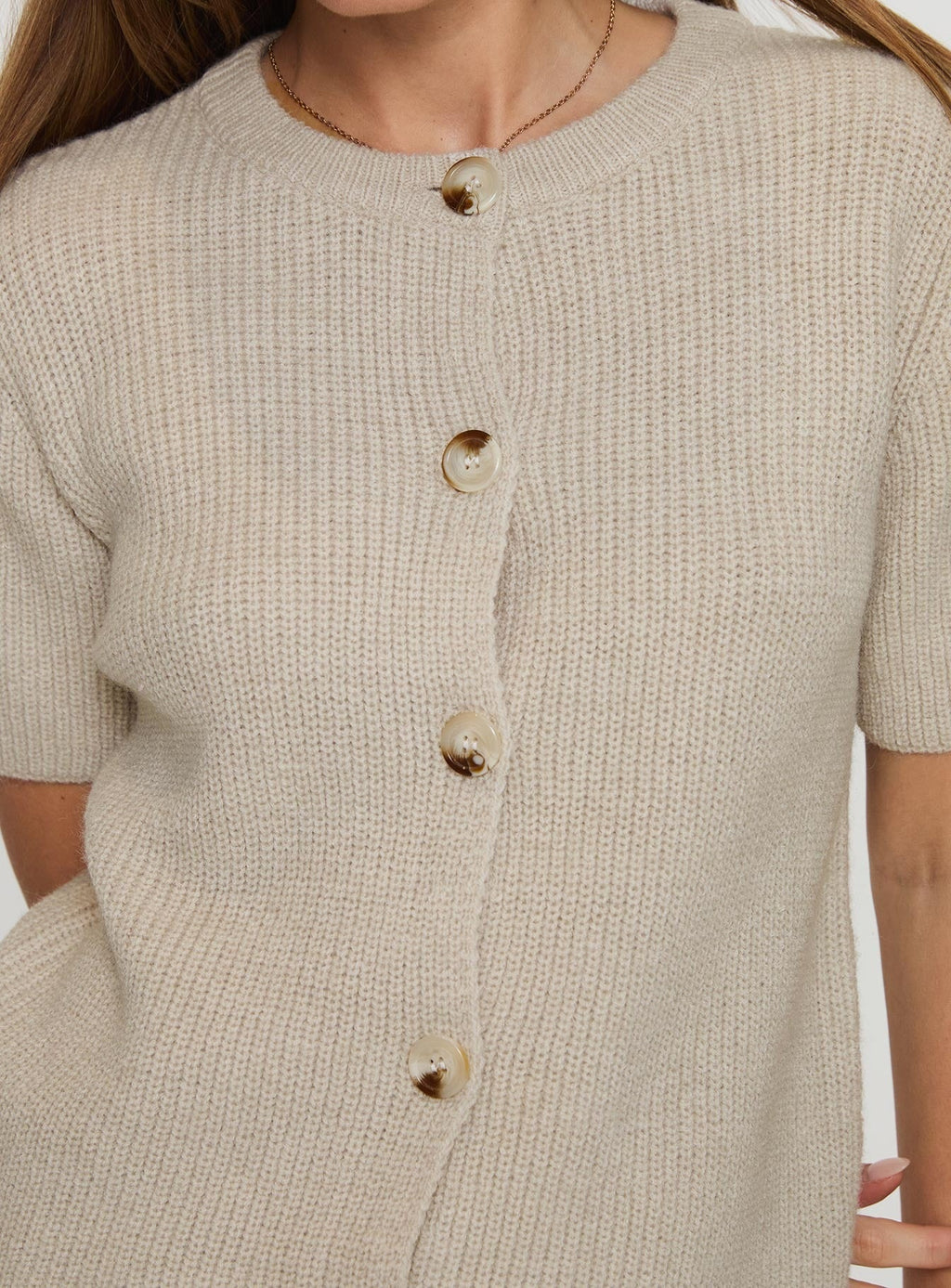 Wait A Lifetime Short Sleeve Cardigan Beige