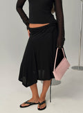 Joaney Tie Side Jersey Midi Skirt Black