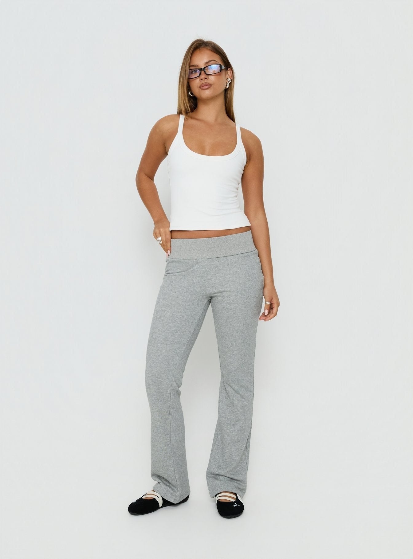 Norther Fleece Flared Pants Grey Marle
