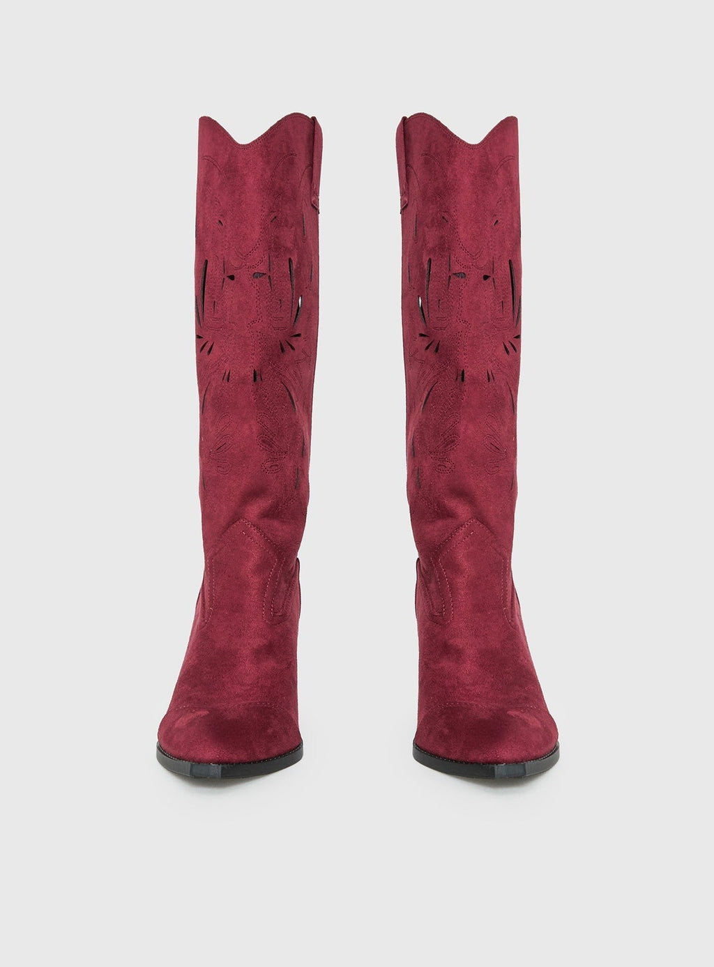 Ronso Faux Suede Cowboy Boots Burgundy