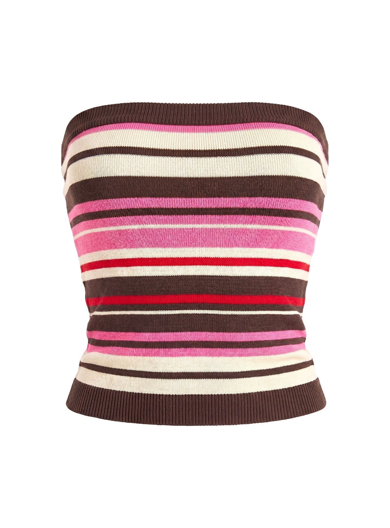 Cleoh Strapless Top Pink / Brown Stripe