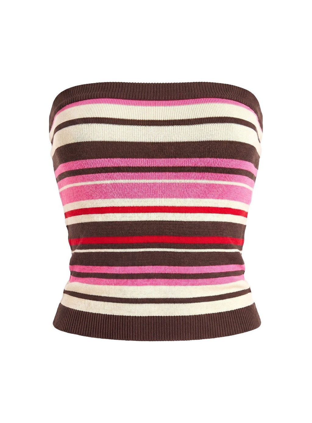 Cleoh Strapless Top Pink / Brown Stripe