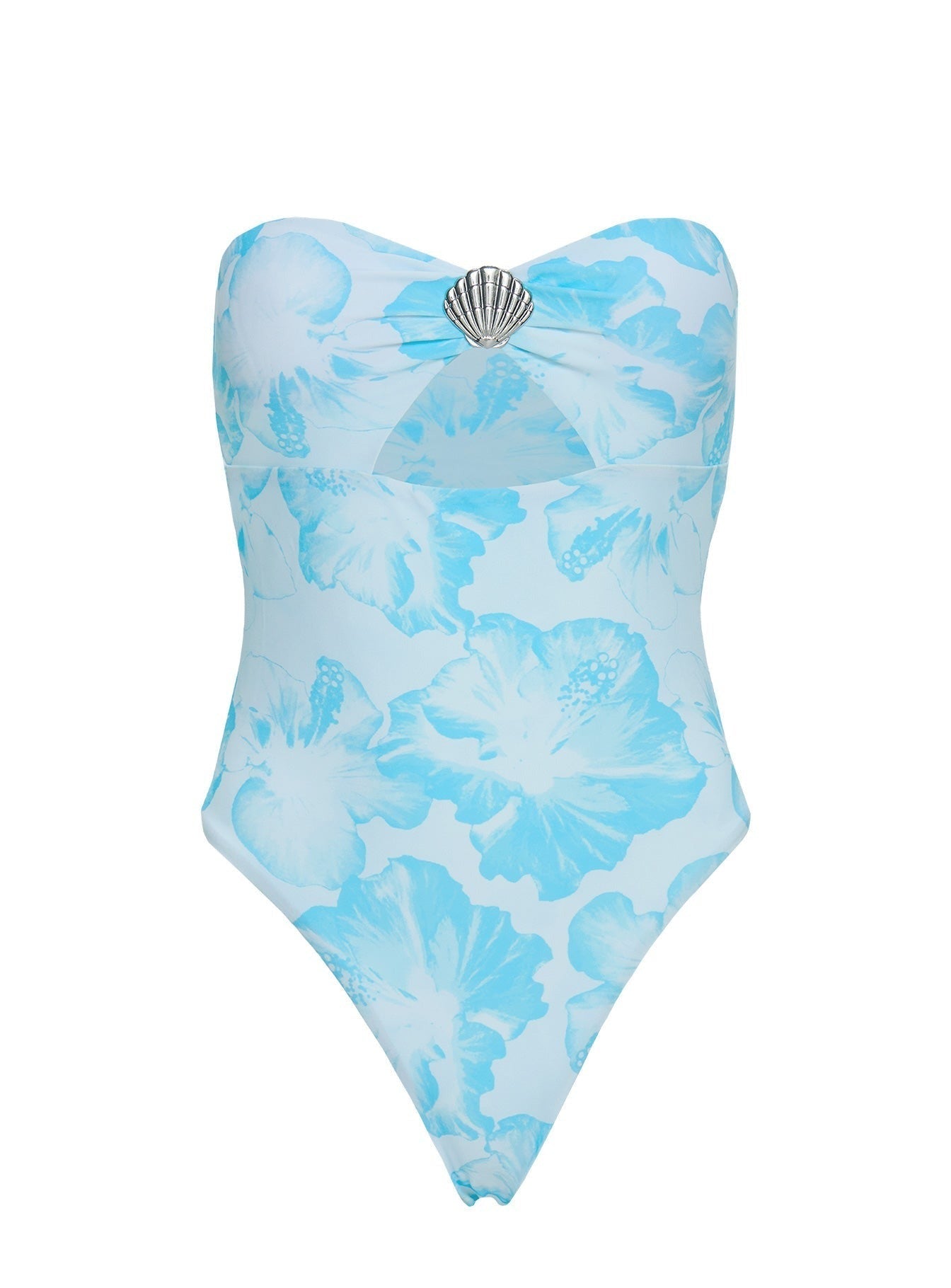 Goldarina Strapless Cutout One Piece Blue Floral