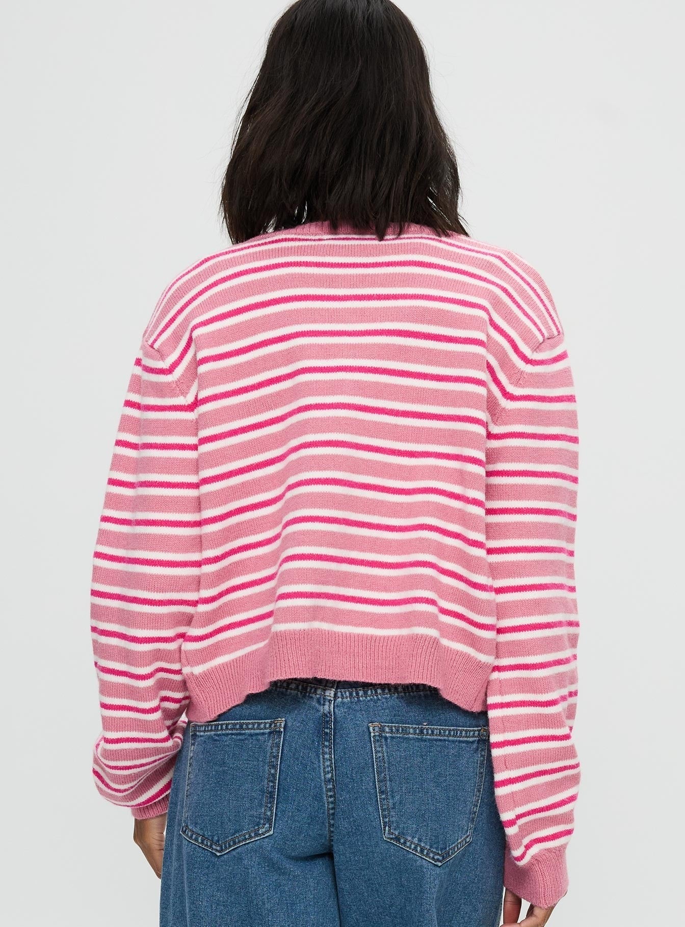 Heavenly Dream Cardigan Pink Stripe