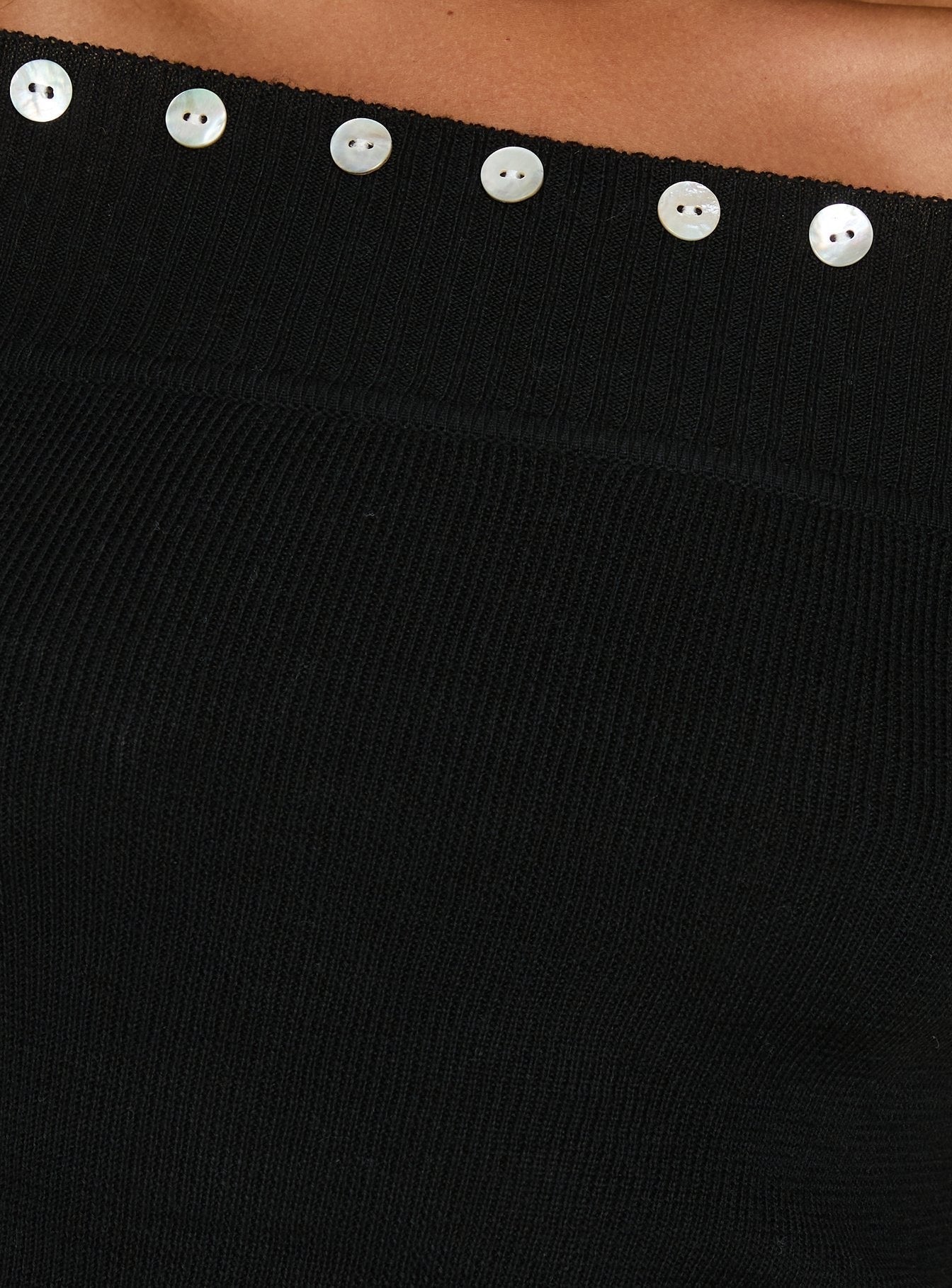 Miralys Off Shoulder Long Sleeve Knit Top Black