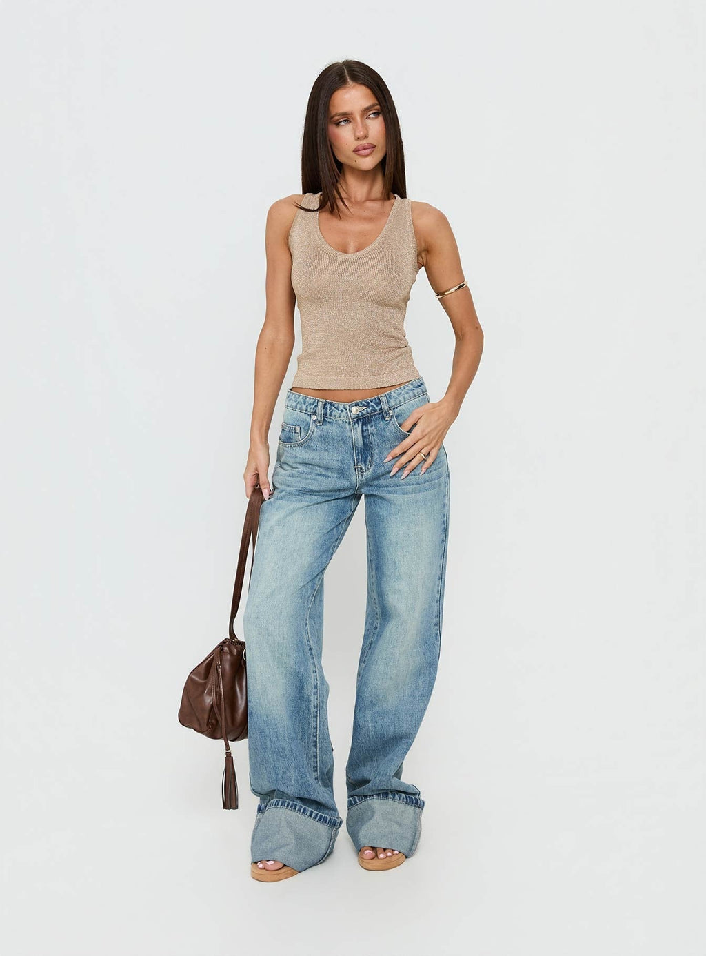 How To Live Tank Top Gold Glitter