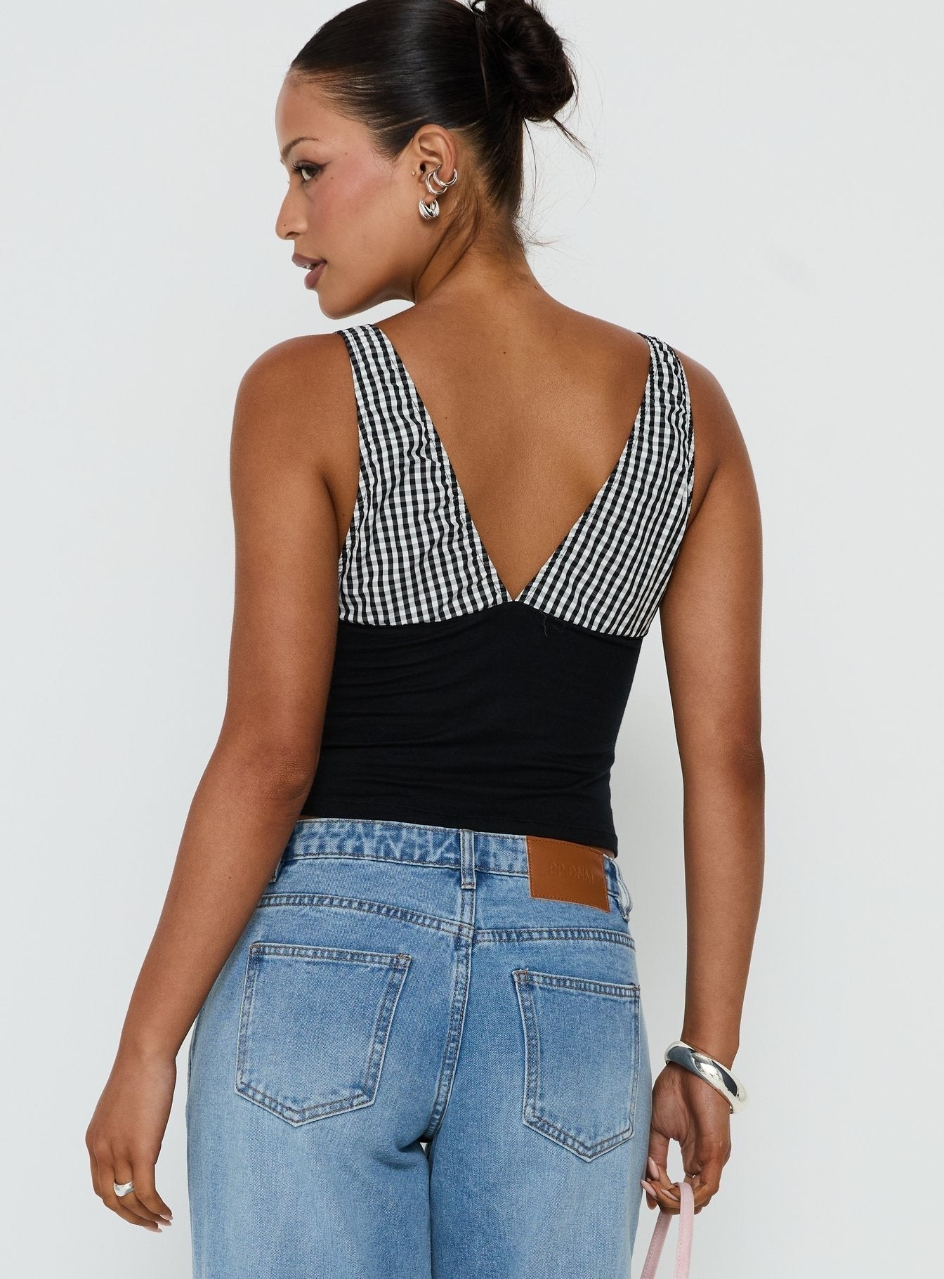 Kary Top Black Gingham