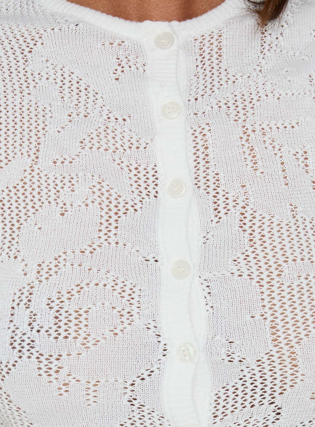 Cypressa Crochet Short Sleeve Top Antique White