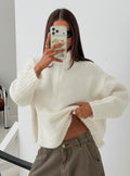 Klarina Rib Knit Quarter Zip Jumper Cream