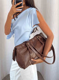 Veneza Ruched Shoulder Bag Brown