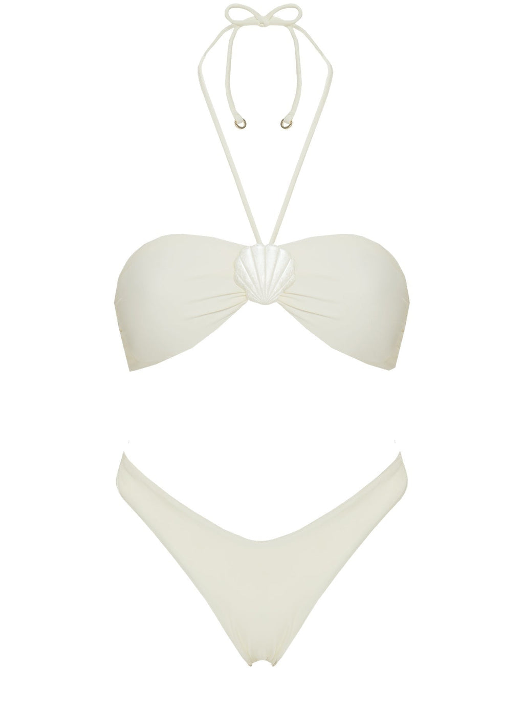Kylila Halter Shell Bikini Top White