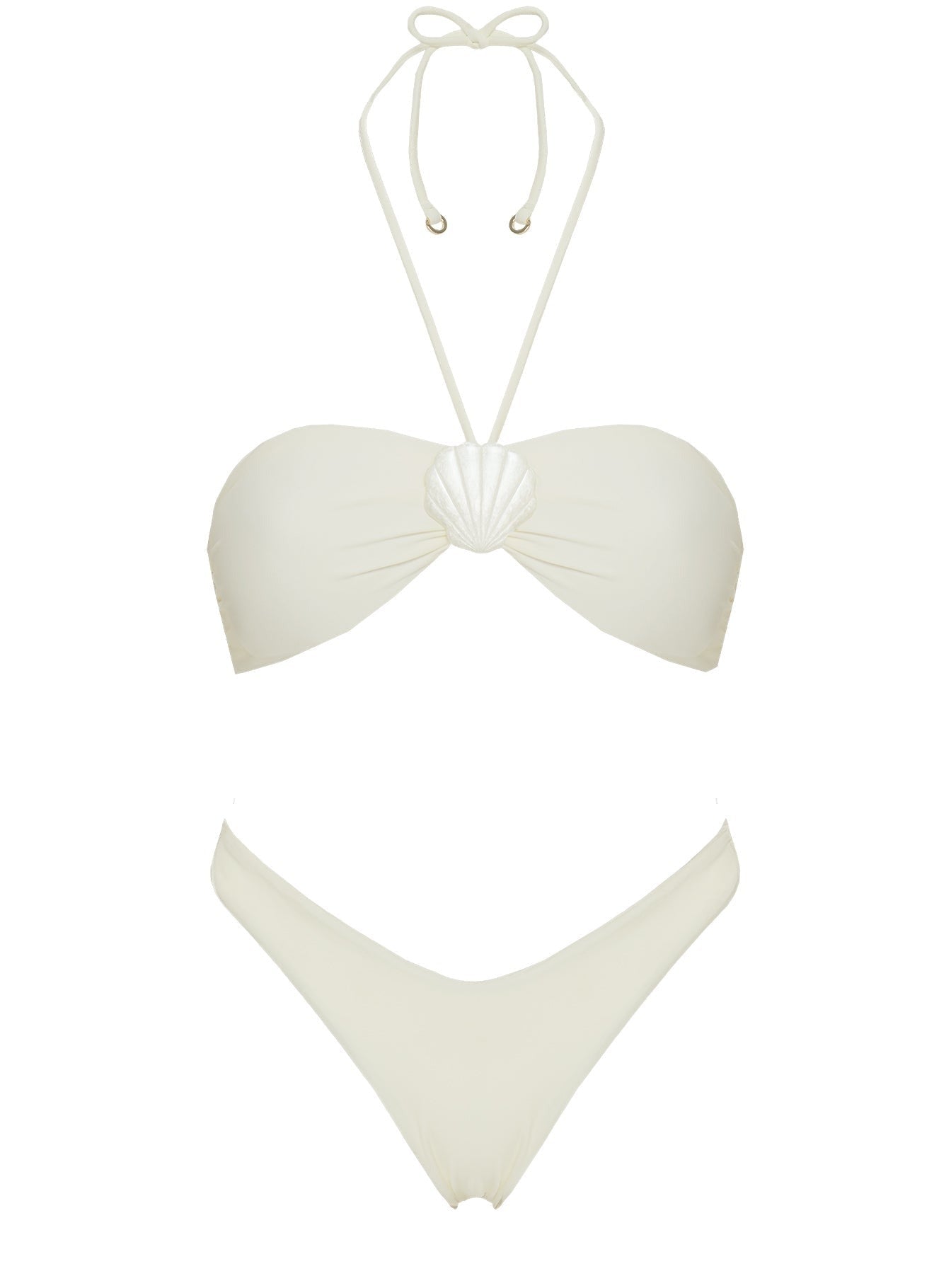 Kylila Halter Shell Bikini Top White